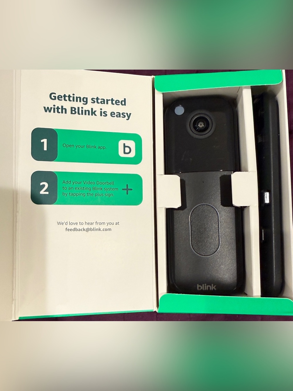 Blink Doorbell Camera in Black with Anti-Theft Door Mount